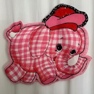 Vintage Pink Elephant Plush Unfinished Project Complete HTF